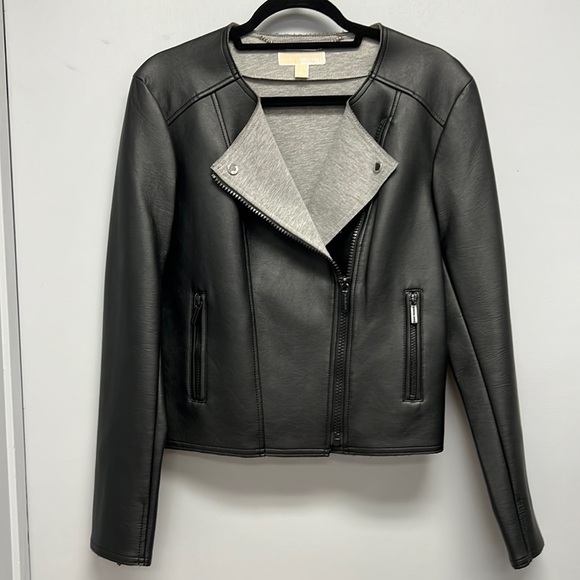 Michael Kors Faux Leather Motorcycle Jacket Size Large - Picture 1 of 6